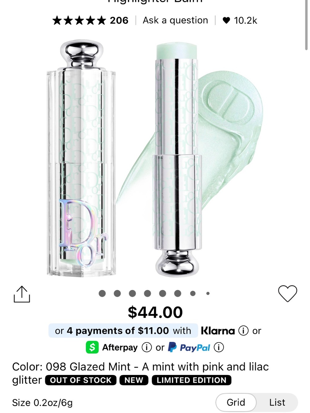 Dior Backstage Glassy Glow Stick glazed mint
